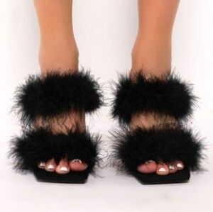 Azalea Wang Feathers and Dipped stiletto heels 7